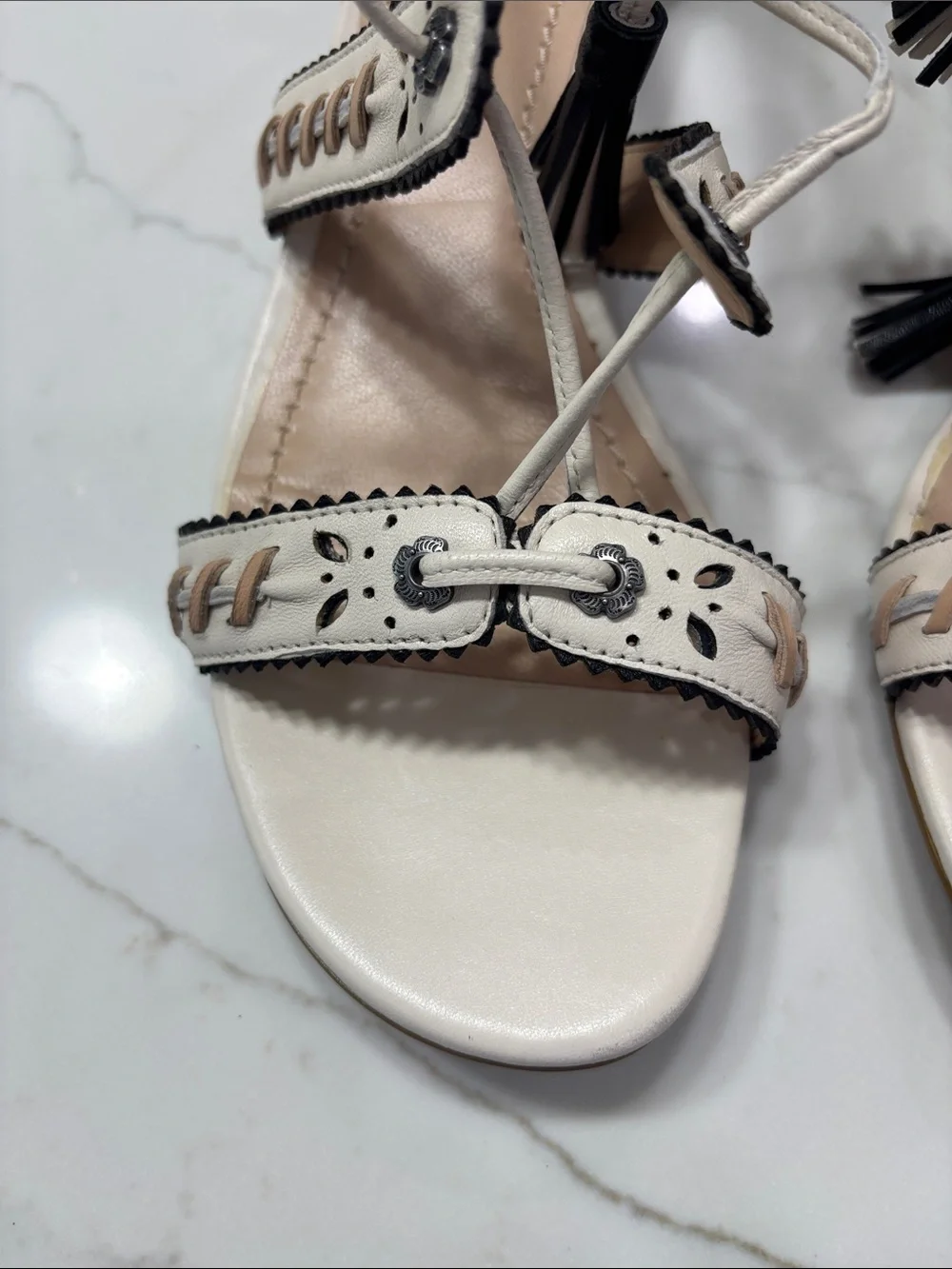 Coach Two-Tone Lace-Up Gladiator Sandal in Pale Pink and Black